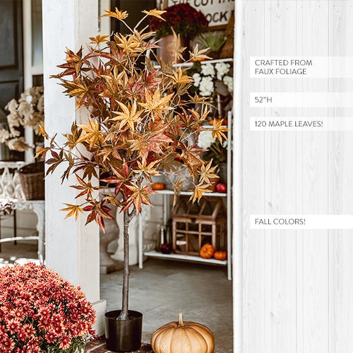 52 Inch Potted Foliage Maple Leaf Faux Tree